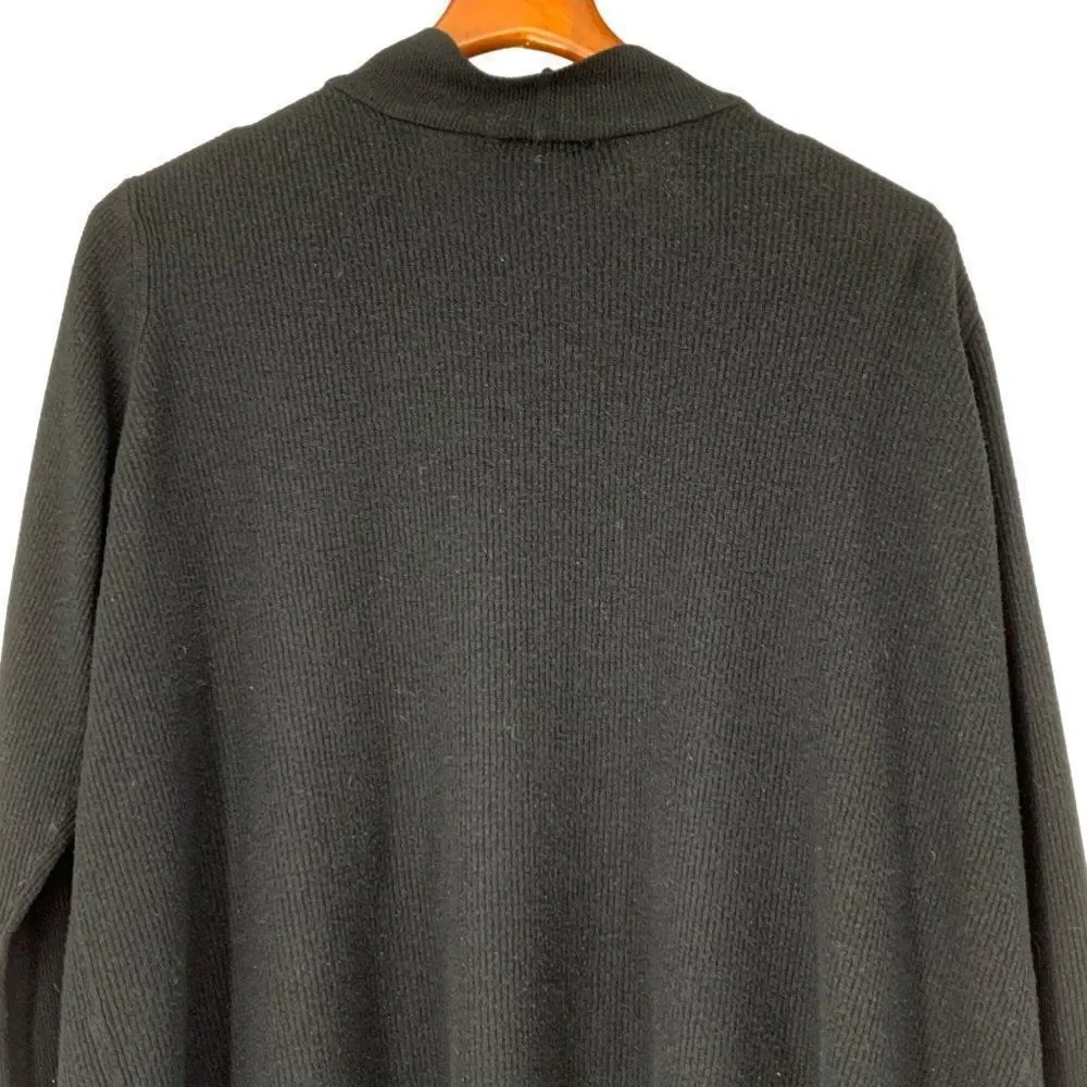 Ava & Viv Cardigan Ruffle Black 3X Women Sweater Open 3002 Viscose Knit 3/4 Sl